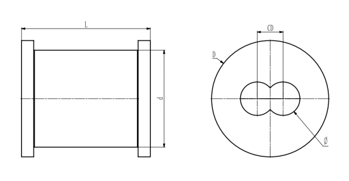 o parafuso do círculo de 128mm que constrói tambores para a extrusora de parafuso gêmea parte a linha 0 da extrusão da tubulação do hdpe da distância de centro de 106mm
